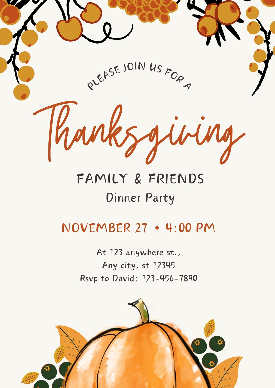 Free Custom Printable Thanksgiving Invitation Templates Canva