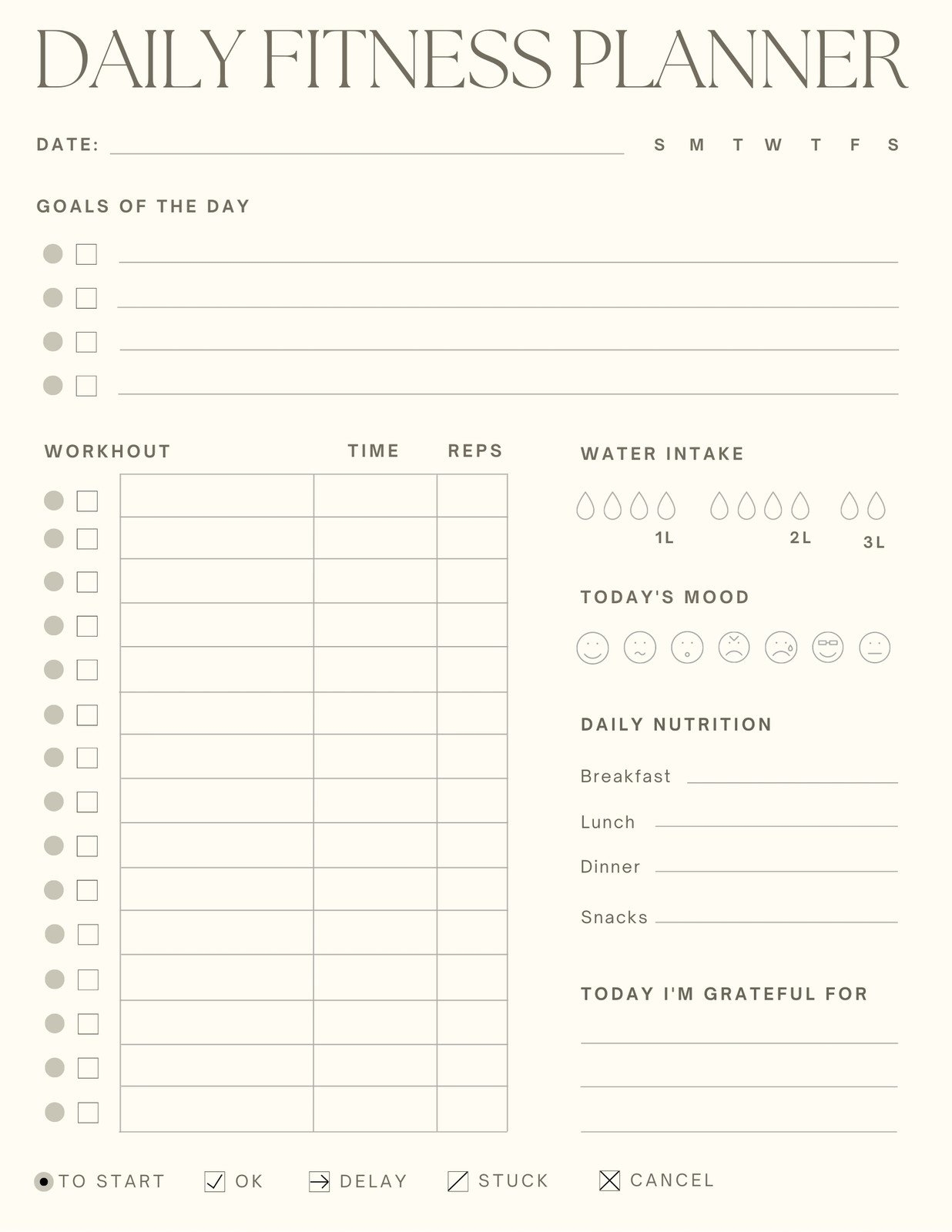 Free Custom Printable Workout Planner Templates Online Canva
