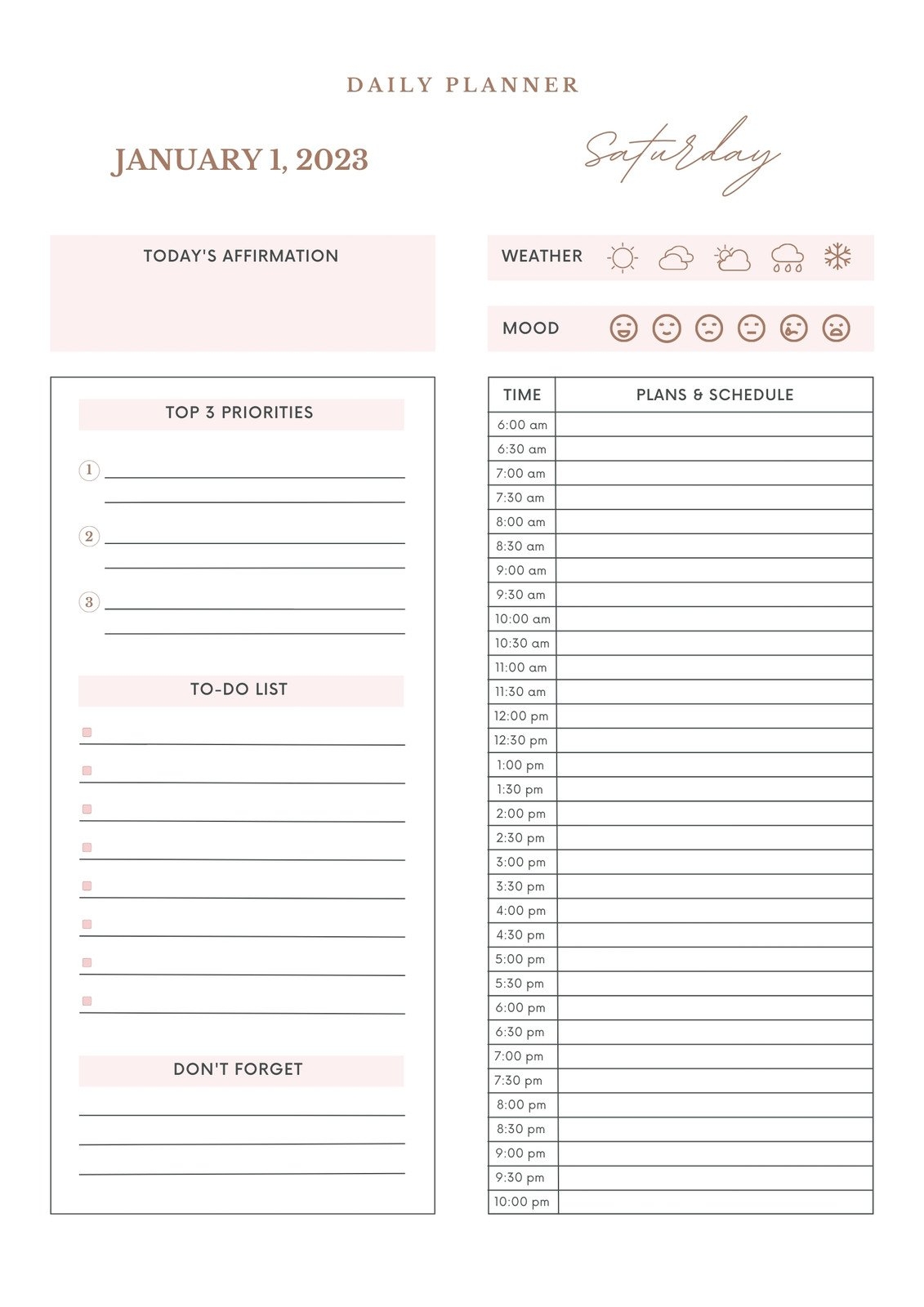 Free Printable Daily Planner