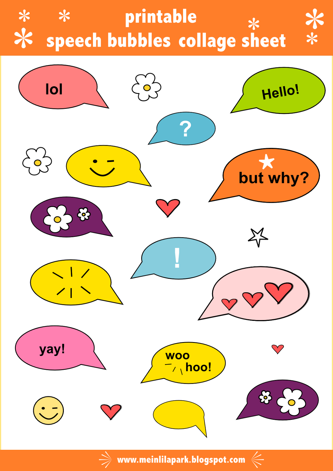 Free Digital Speech Bubble Collage Sheet Speech Bubble Scrapbooking Embellishment Sprechblasen Clipart Freebie
