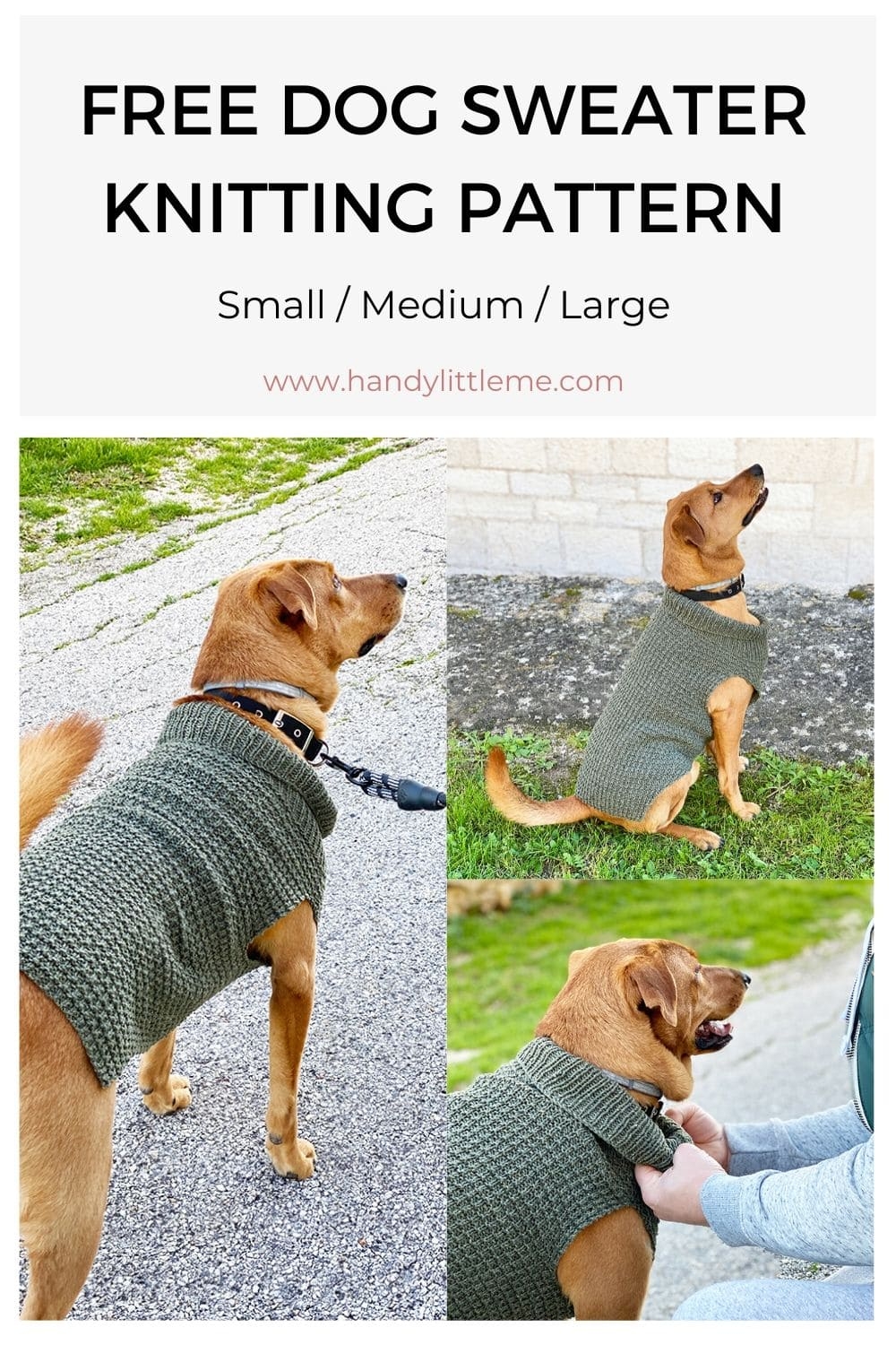 Free Dog Sweater Knitting Pattern Straight Needles Handy Little Me