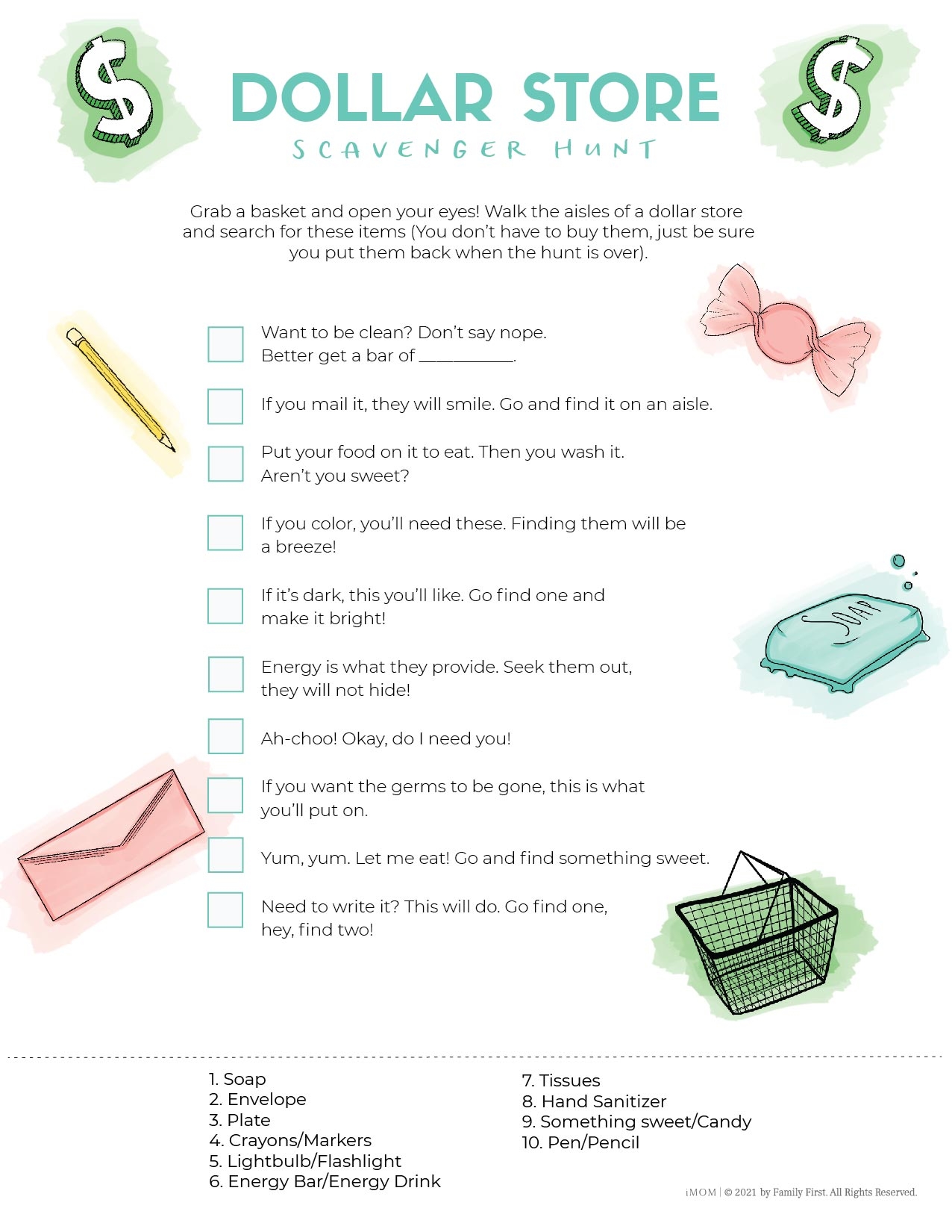Free Dollar Store Scavenger Hunt Printable IMOM