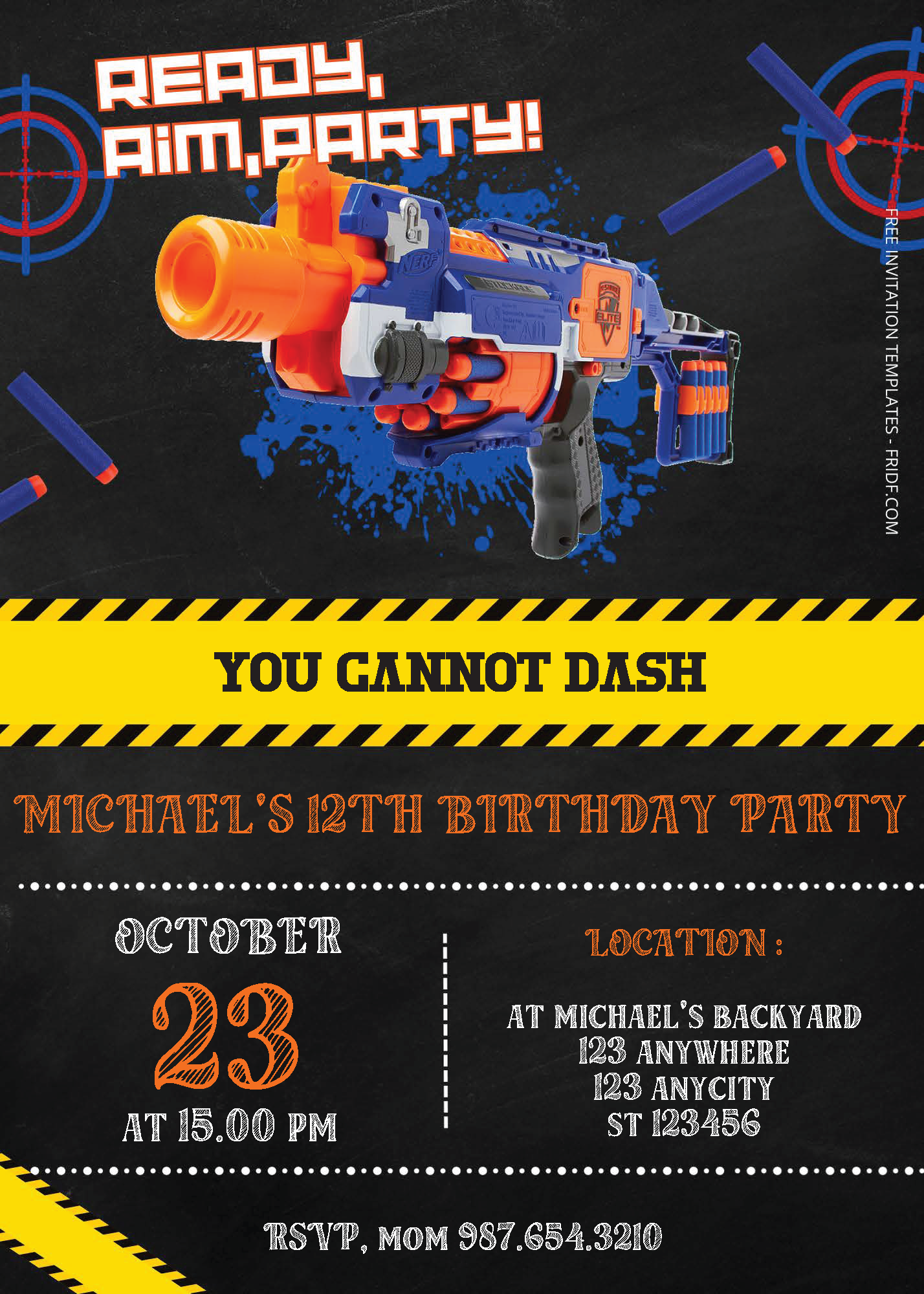 Free Editable PDF Nerf Gun Birthday Invitation Templates