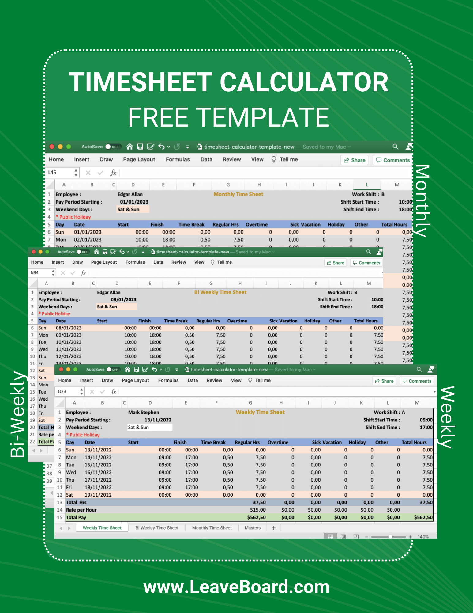 Free Printable Time Sheets Excel