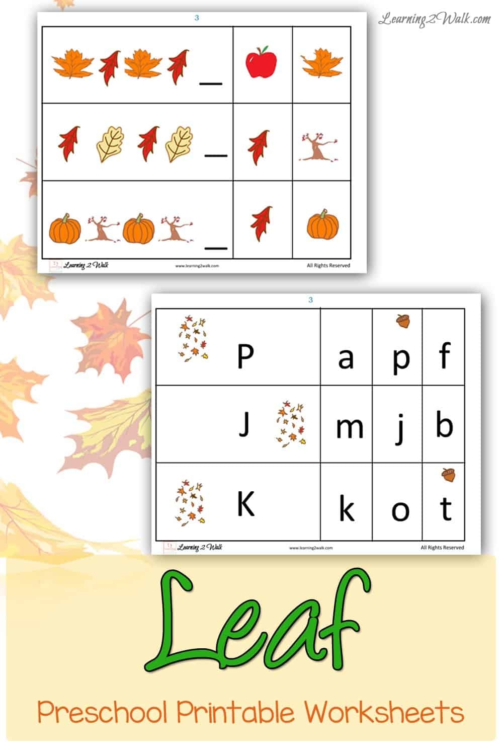 Free Fall Leaf Preschool Printable Worksheets