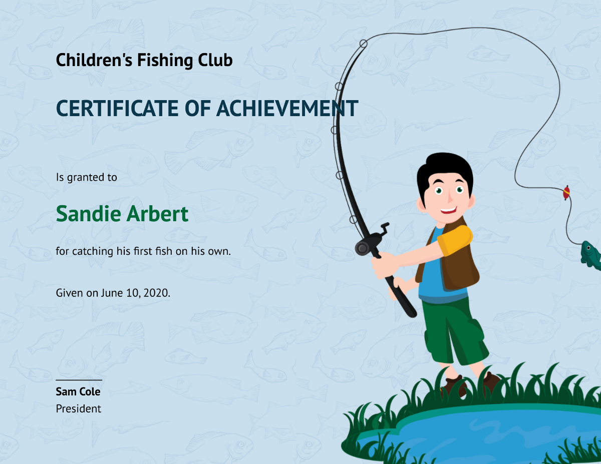 Free First Fish Kid Certificate Template Edit Online Download Template 