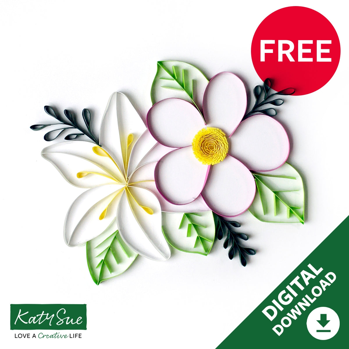 Free Floral Digital Quilling Template Katy Sue Designs