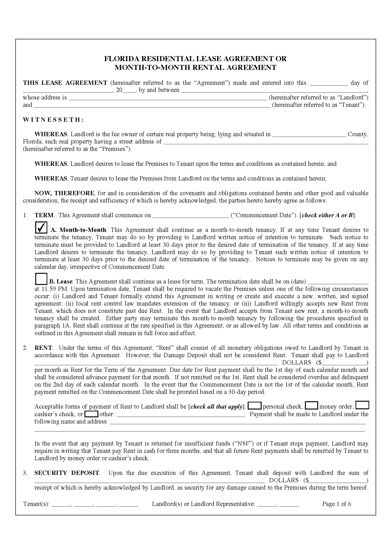 Free Florida Rental Lease Agreements 8 Types PDF MS Word