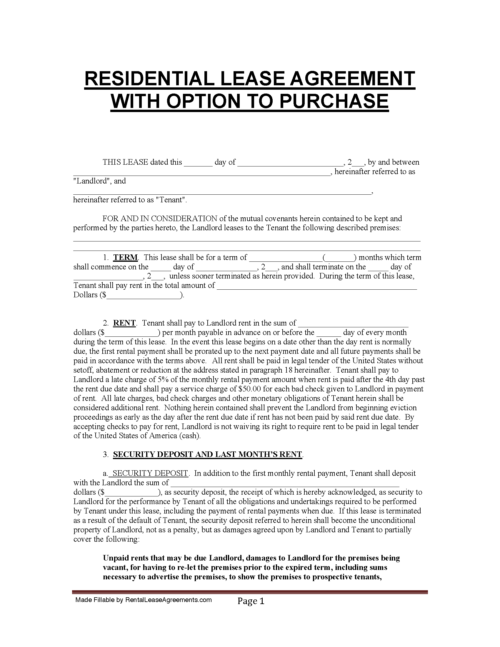 Free Florida Rental Lease Agreements 8 Types PDF MS Word