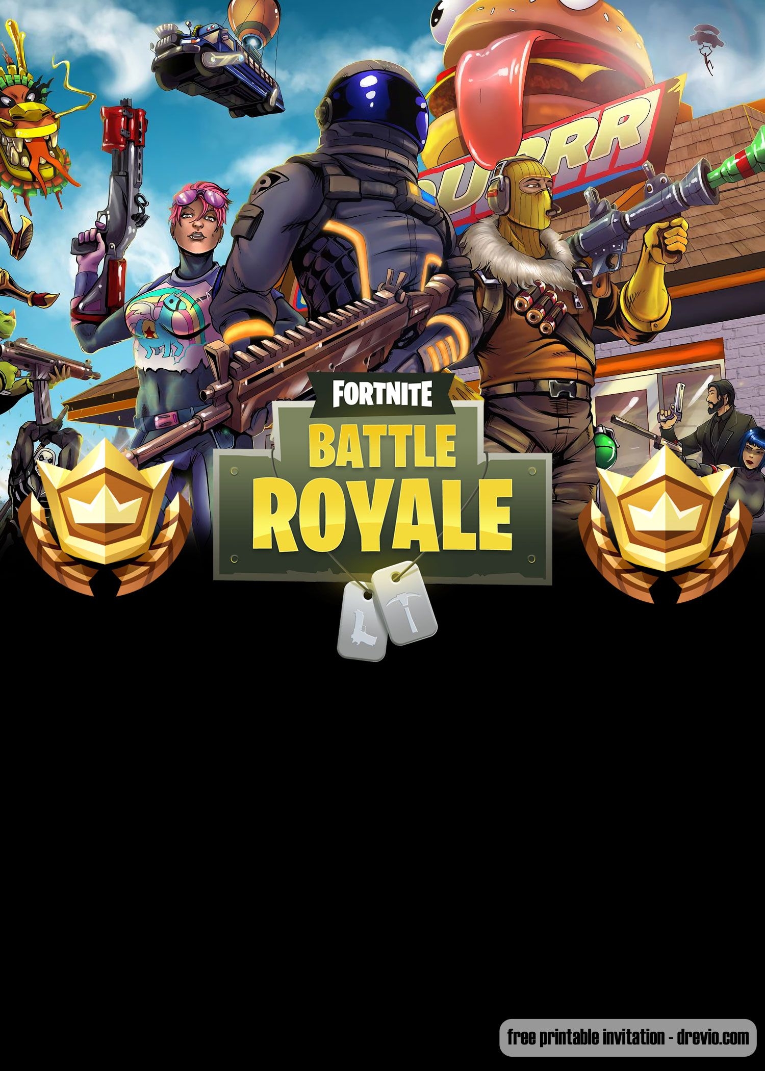 FREE Fortnite Battle Royale Invitation Templates