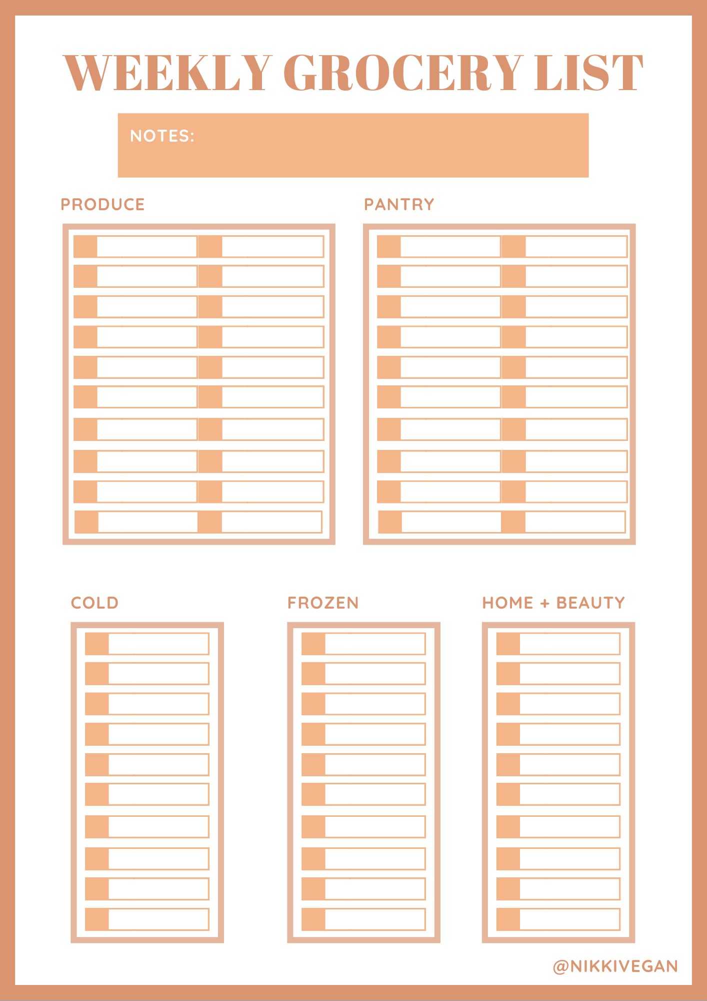 Free Printable Grocery List