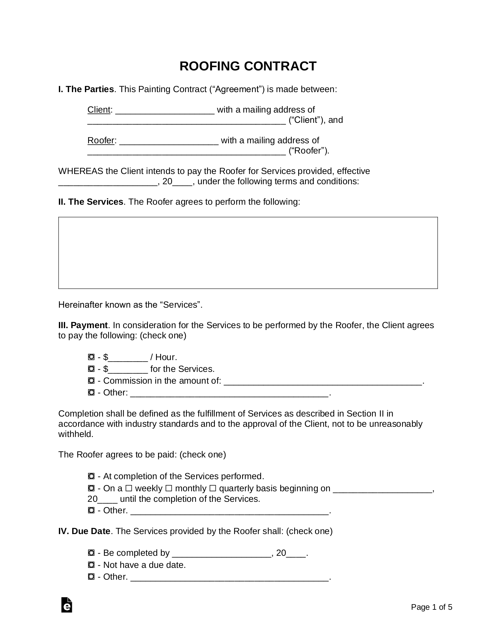 Free Printable Construction Contracts