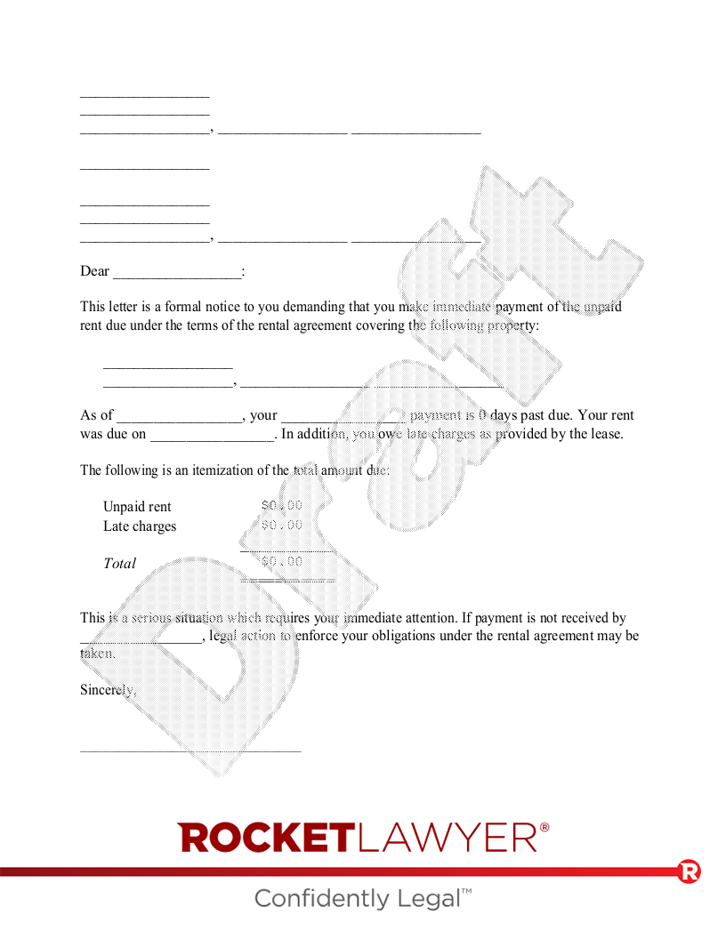 Free Printable Late Rent Notice