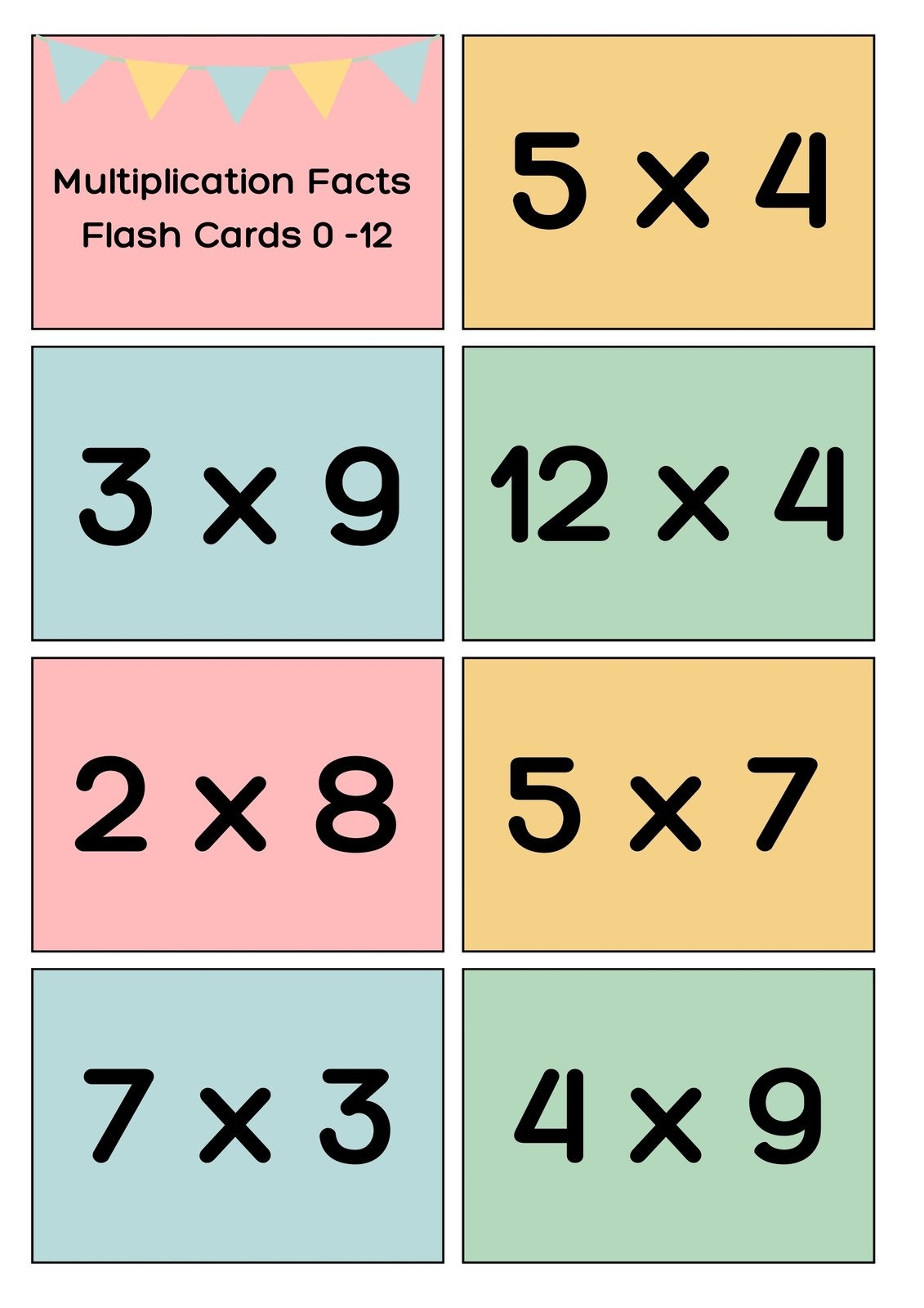 Free Printable Multiplication Flash Cards