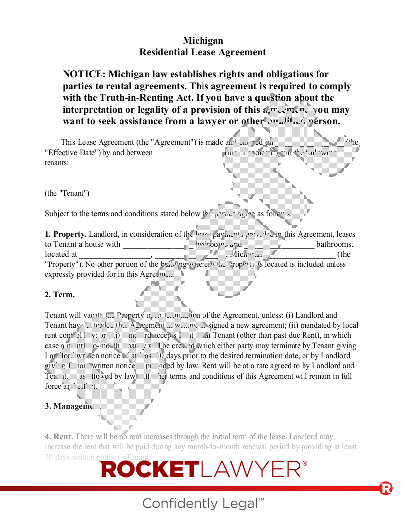 Free Printable Michigan Lease Agreement