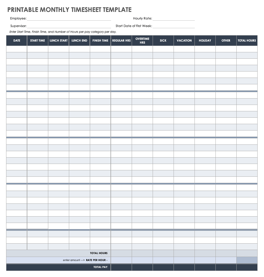 Free Microsoft Word Timesheet Templates Smartsheet