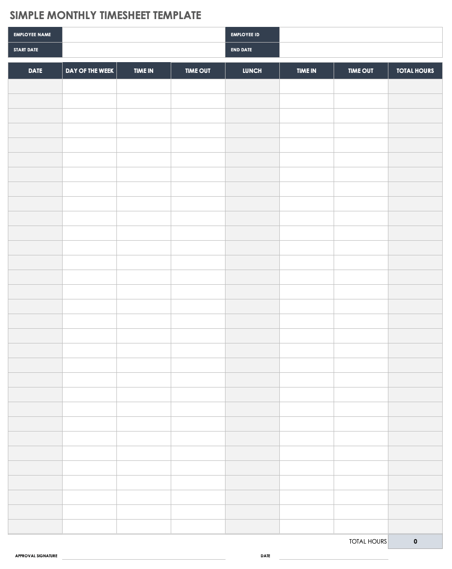 Printable Time Sheets Free