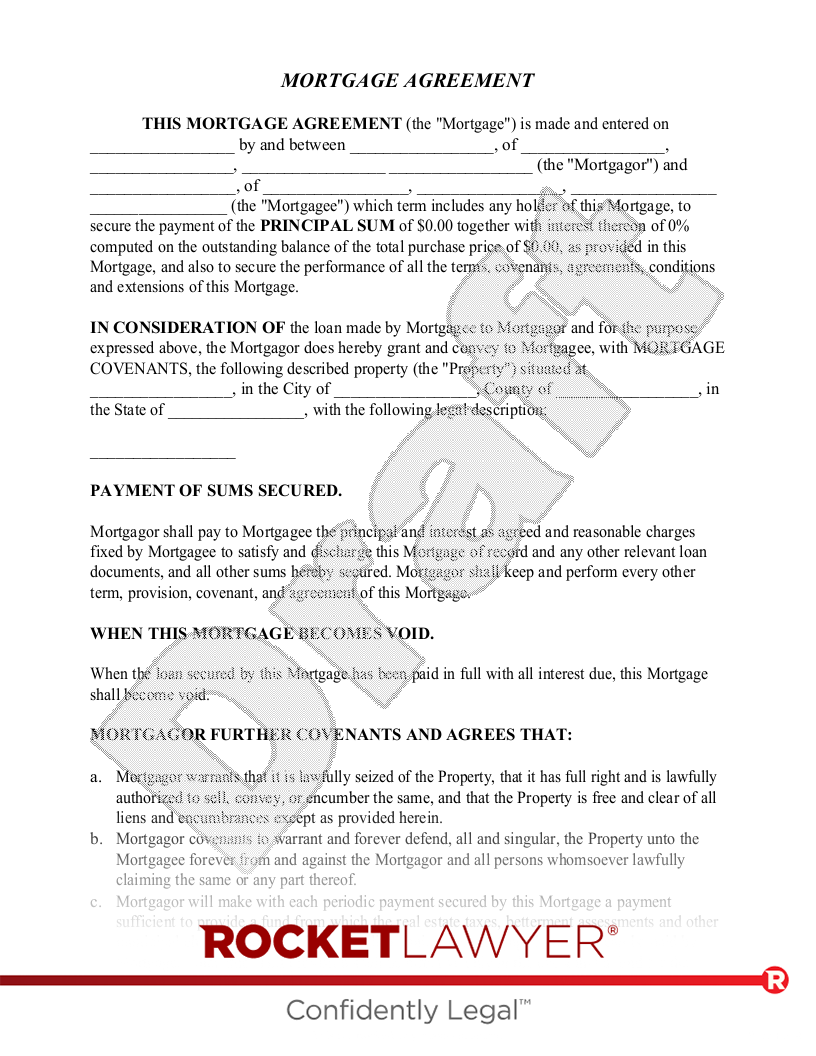 Free Mortgage Agreement Template FAQs Rocket Lawyer