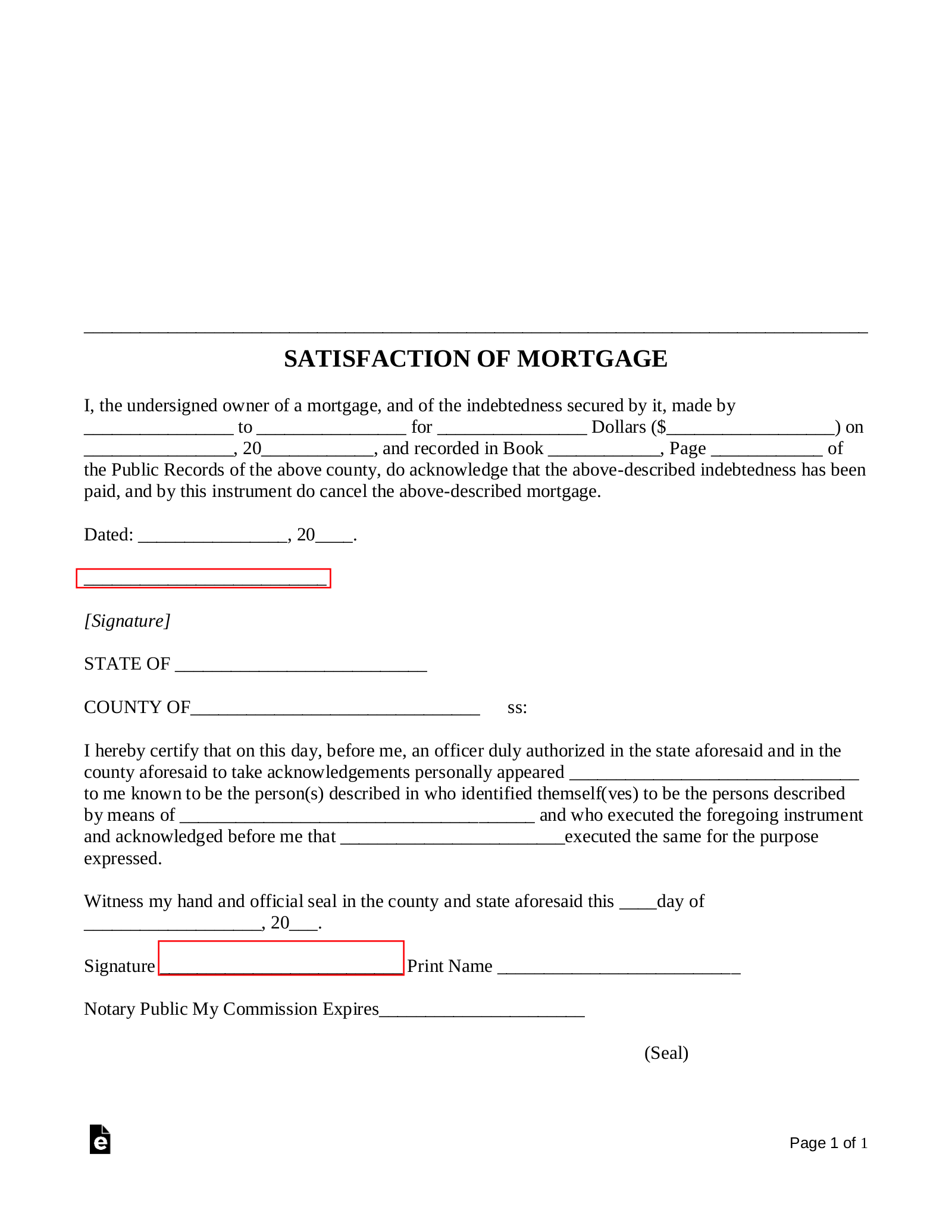 Free Mortgage Lien Release Satisfaction Of Mortgage Form PDF Word EForms