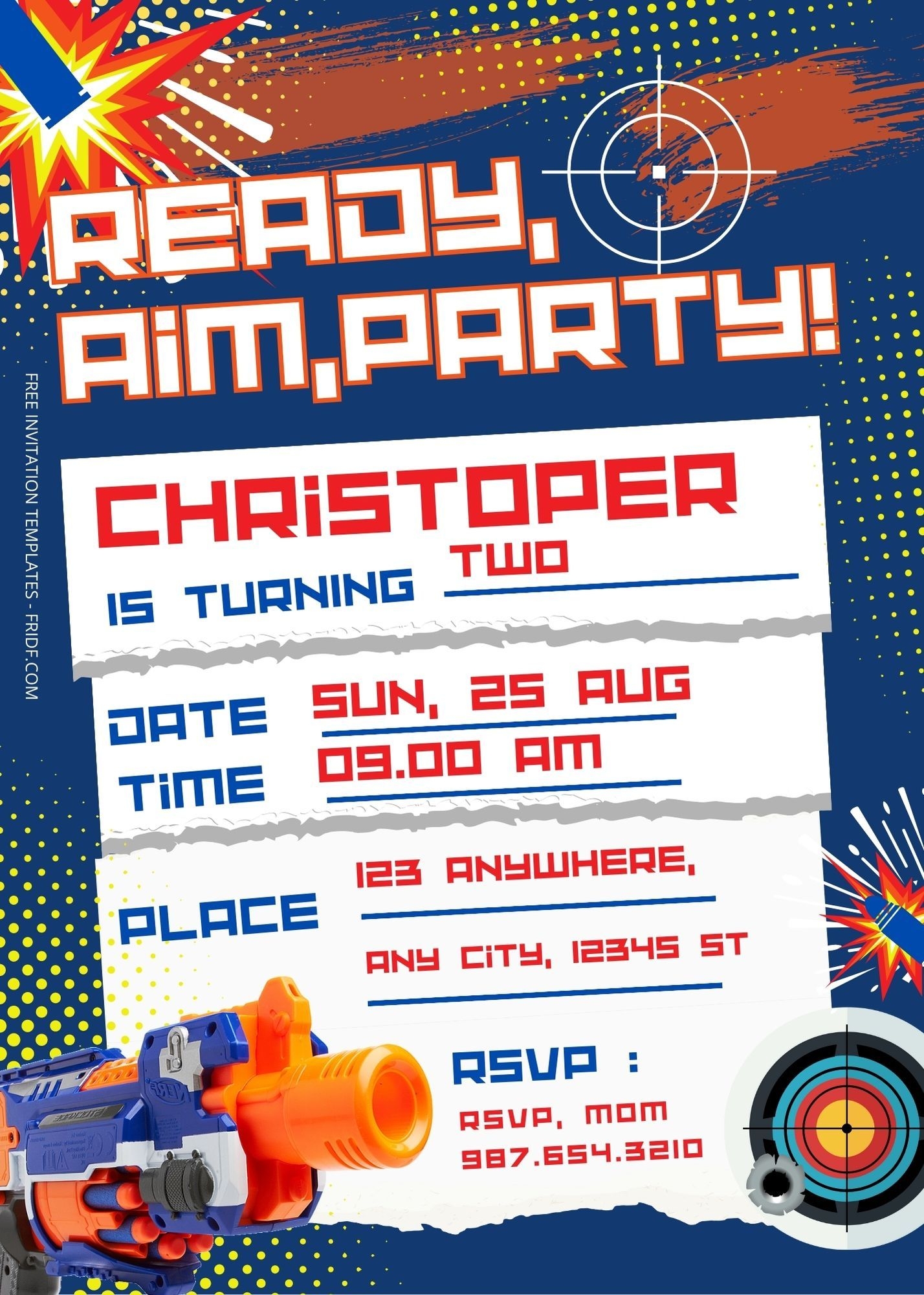 FREE Nerf Gun Birthday Invitation Templates