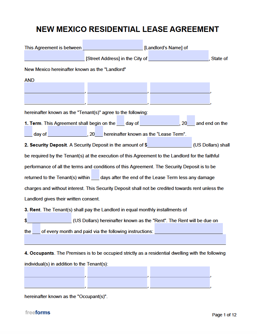 Rental Lease Agreement Free Printable