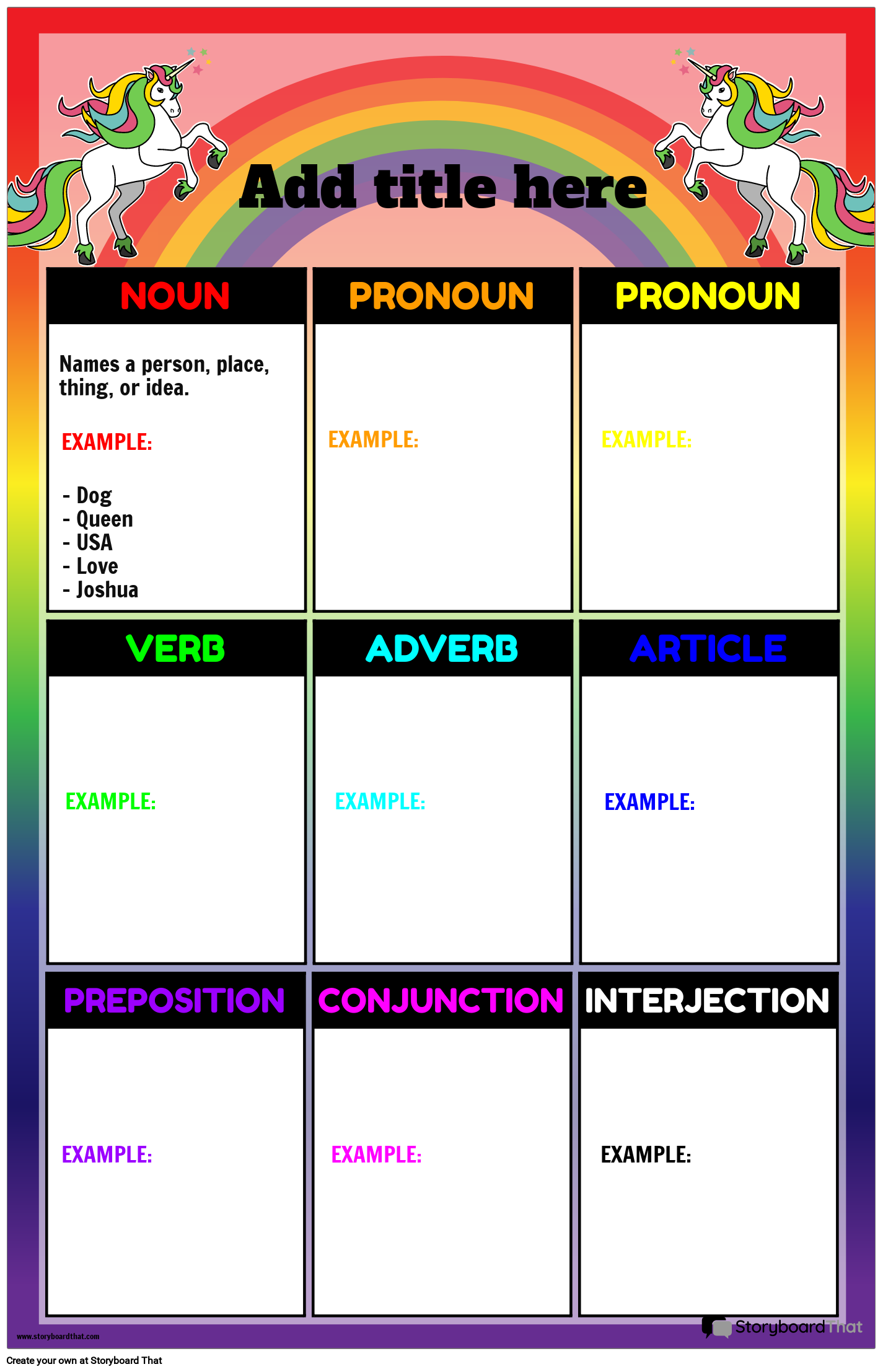Parts Of Speech Free Printable