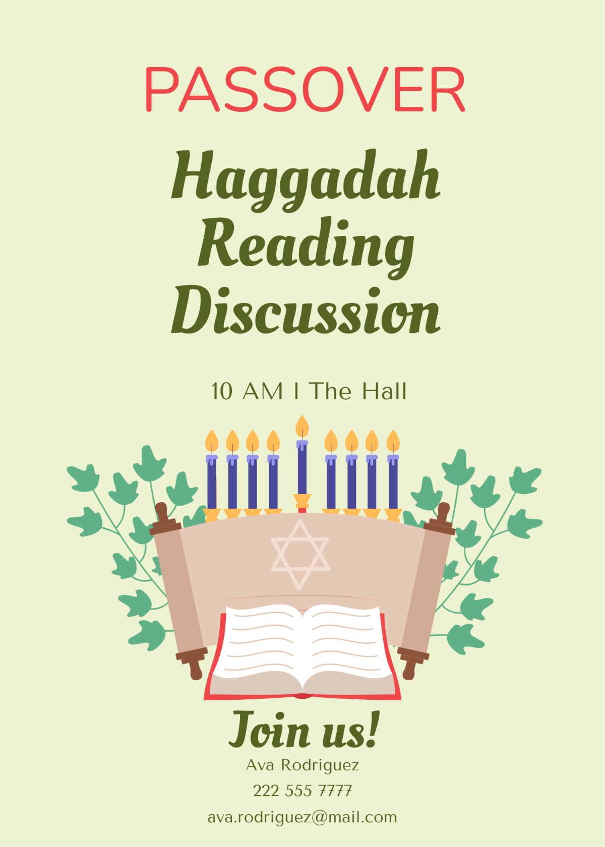Free Passover Invitation Card Template Edit Online Download Template