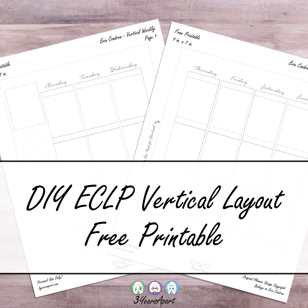 Free Planner Printable Vertical Weekly Inserts Ring Discbound Printable 3 Years Apart