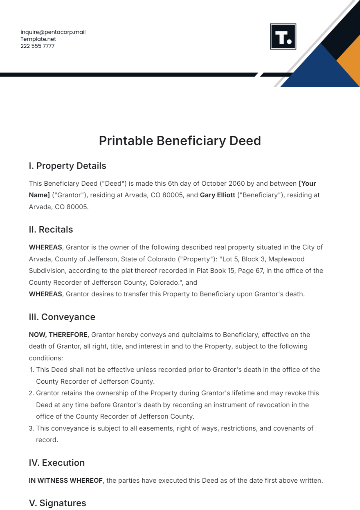 Free Printable Beneficiary Deed Template Edit Online Download Template