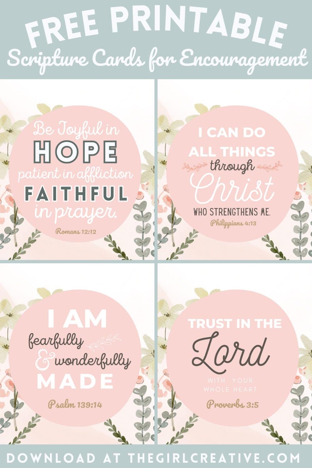 Free Printable Bible Verses For Encouragement The Girl Creative