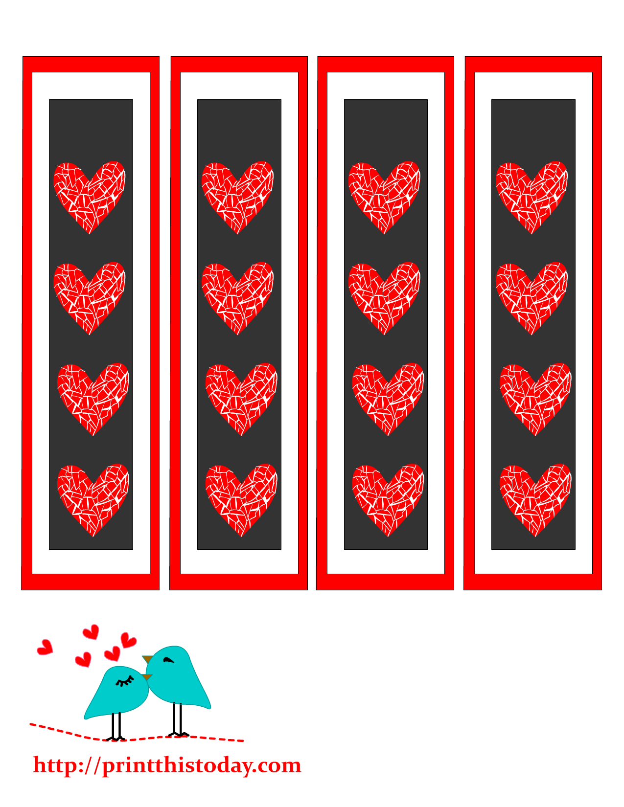 Free Printable Bookmarks Featuring Hearts