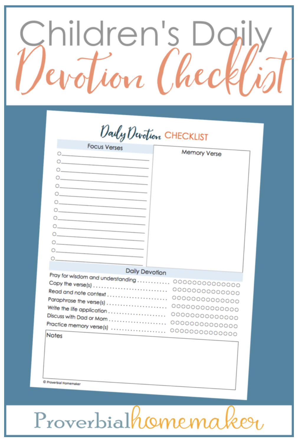 Free Printable Children s Daily Devotion Checklist