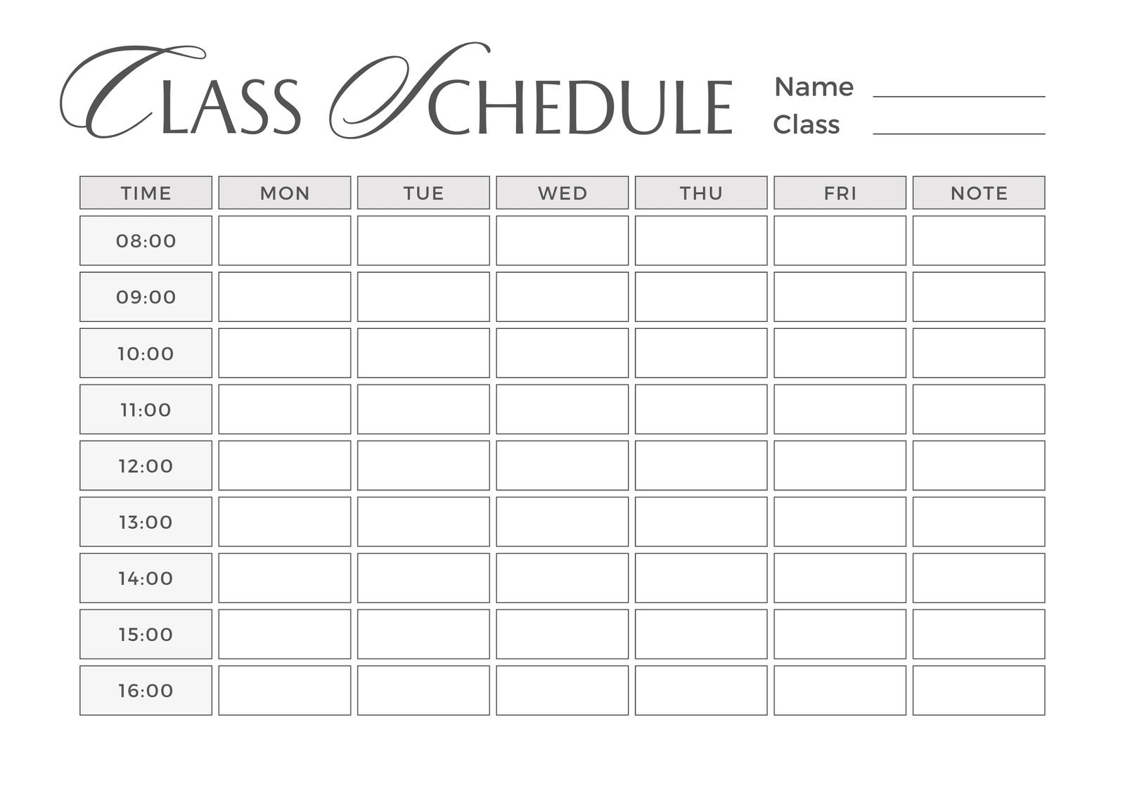 Free Printable Class Schedule Templates To Customize Canva