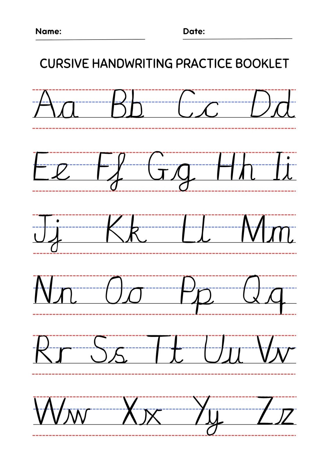 Free Printable Cursive Writing Worksheet Templates Canva