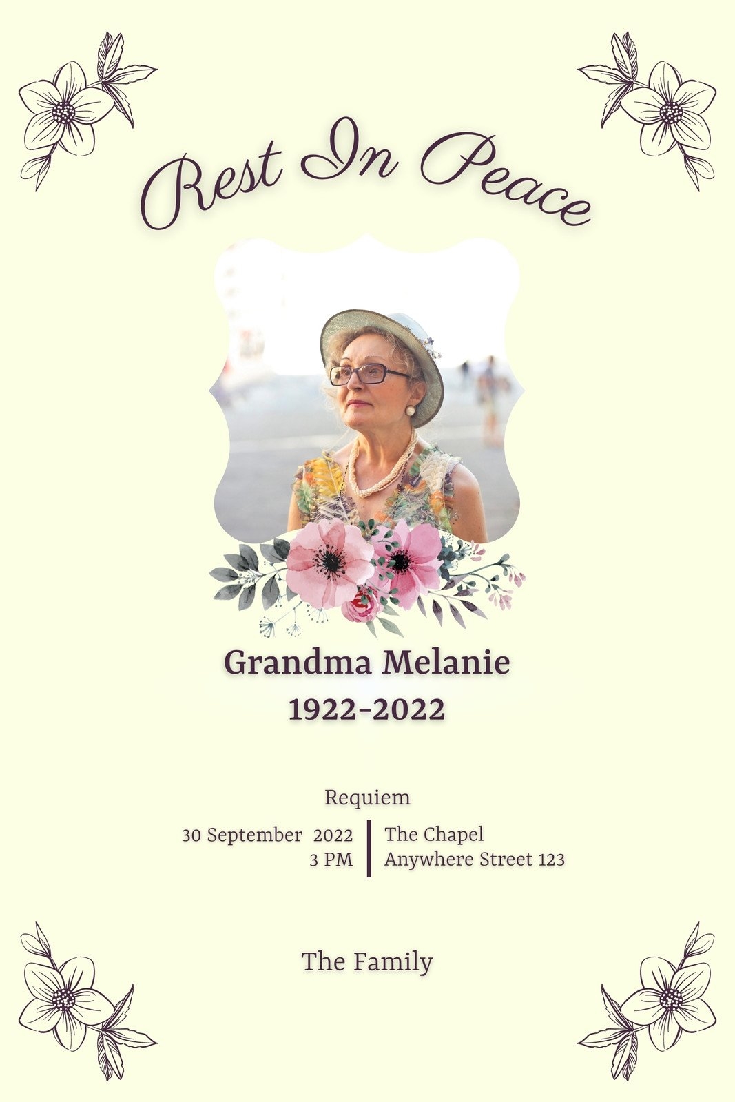 Free Printable Customizable Funeral Card Templates Canva
