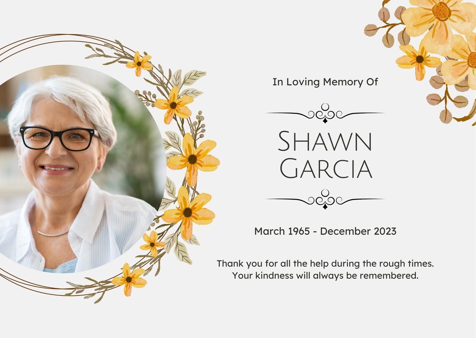 Free Printable Customizable Obituary Card Templates Canva