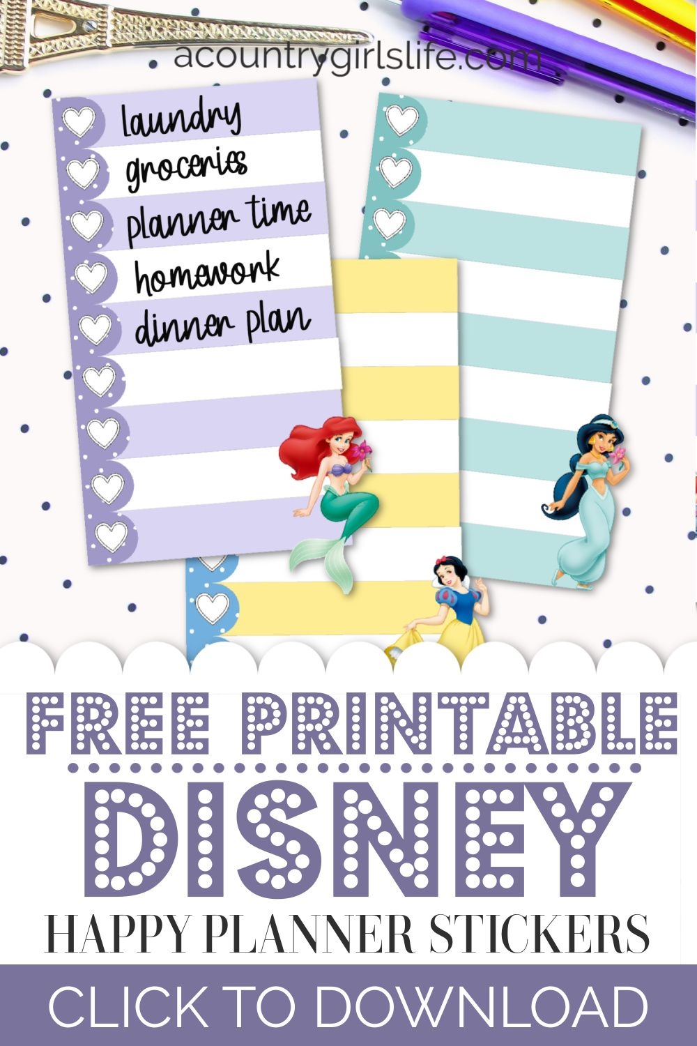 FREE Printable Disney Princess Planner Stickers For Happy Planner Erin Condren Or ANY Planner 