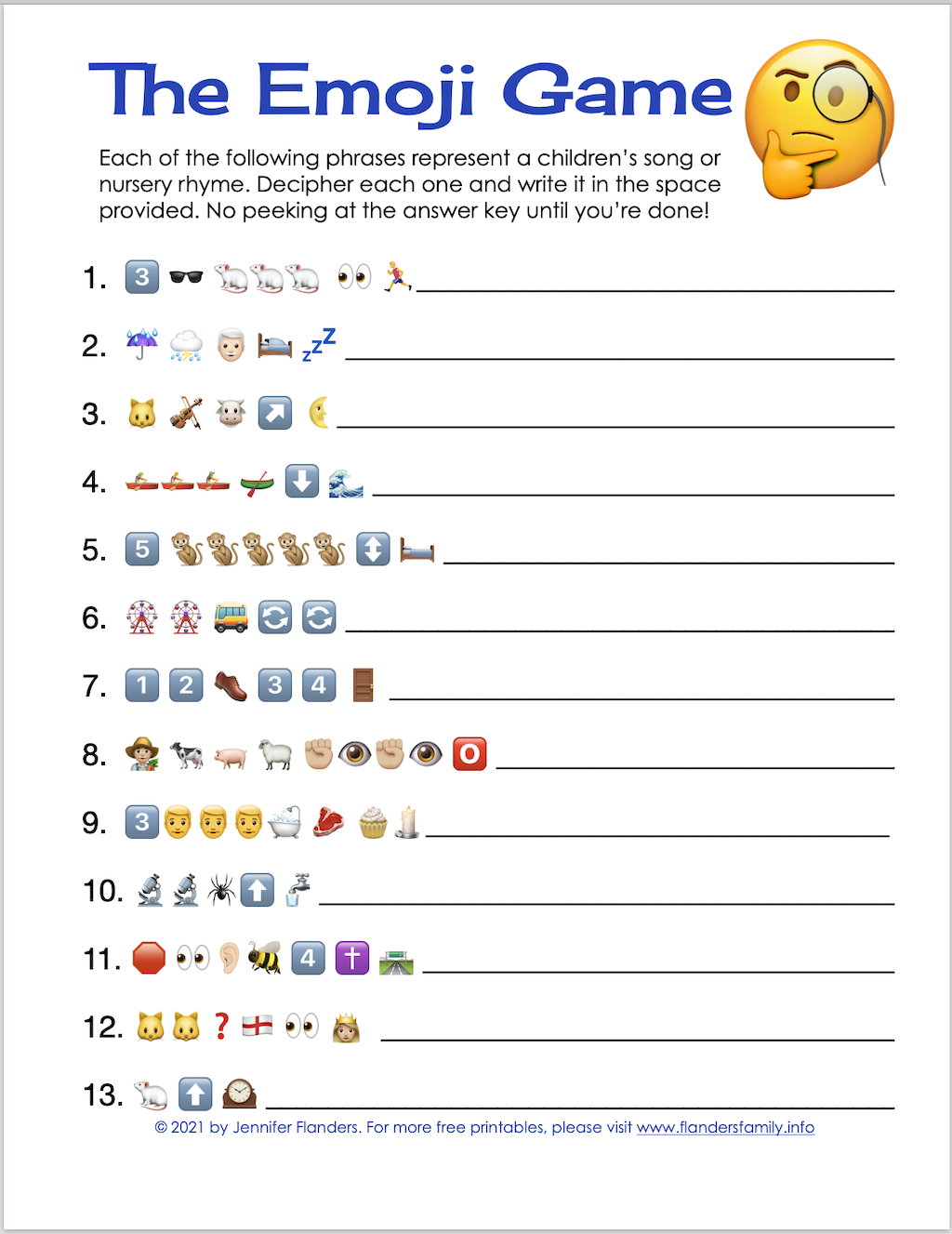 Free Printable Emoji Game Flanders Family Home Life