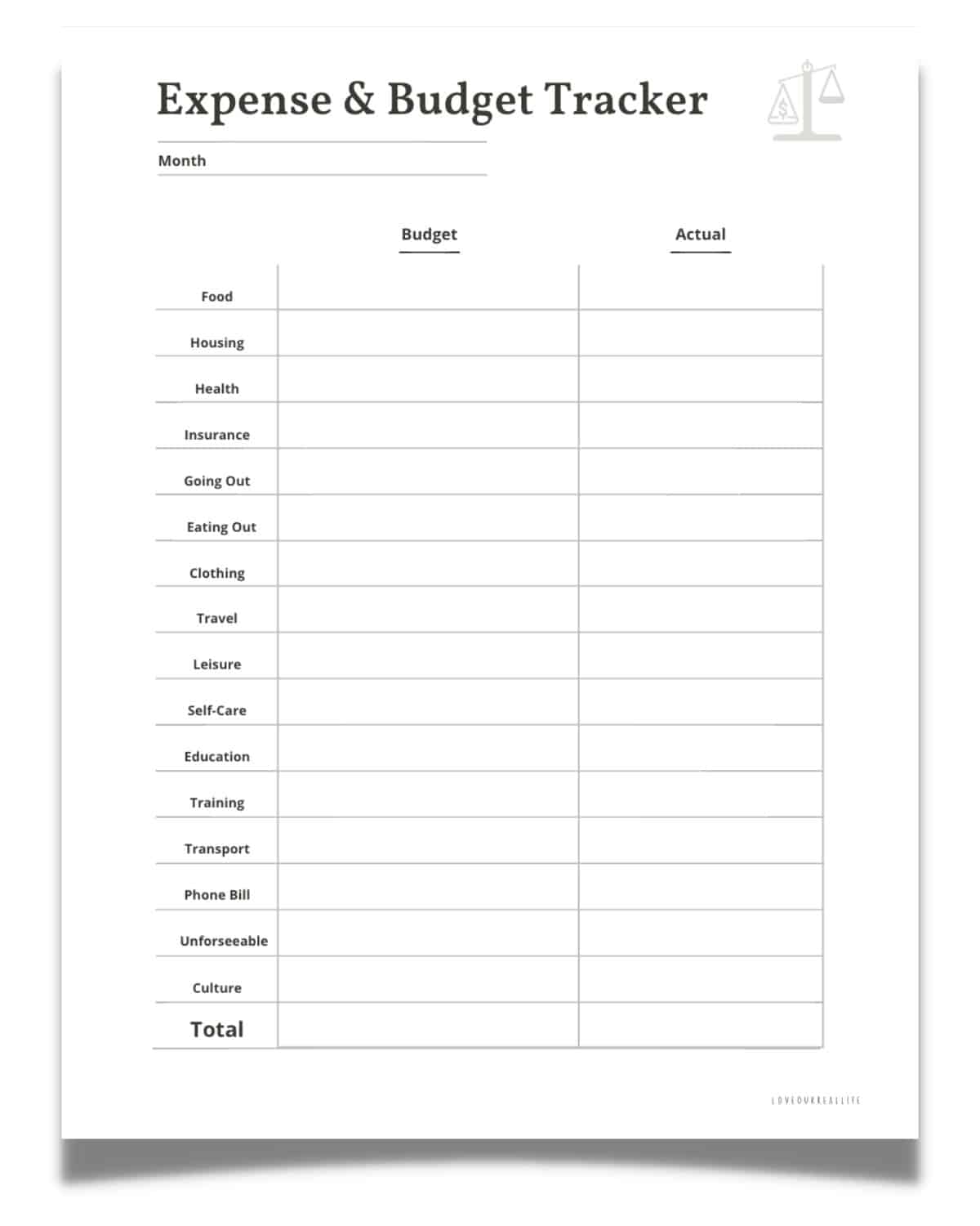 FREE Printable Expense Tracker Monthly Budget Trackers Love Our Real Life