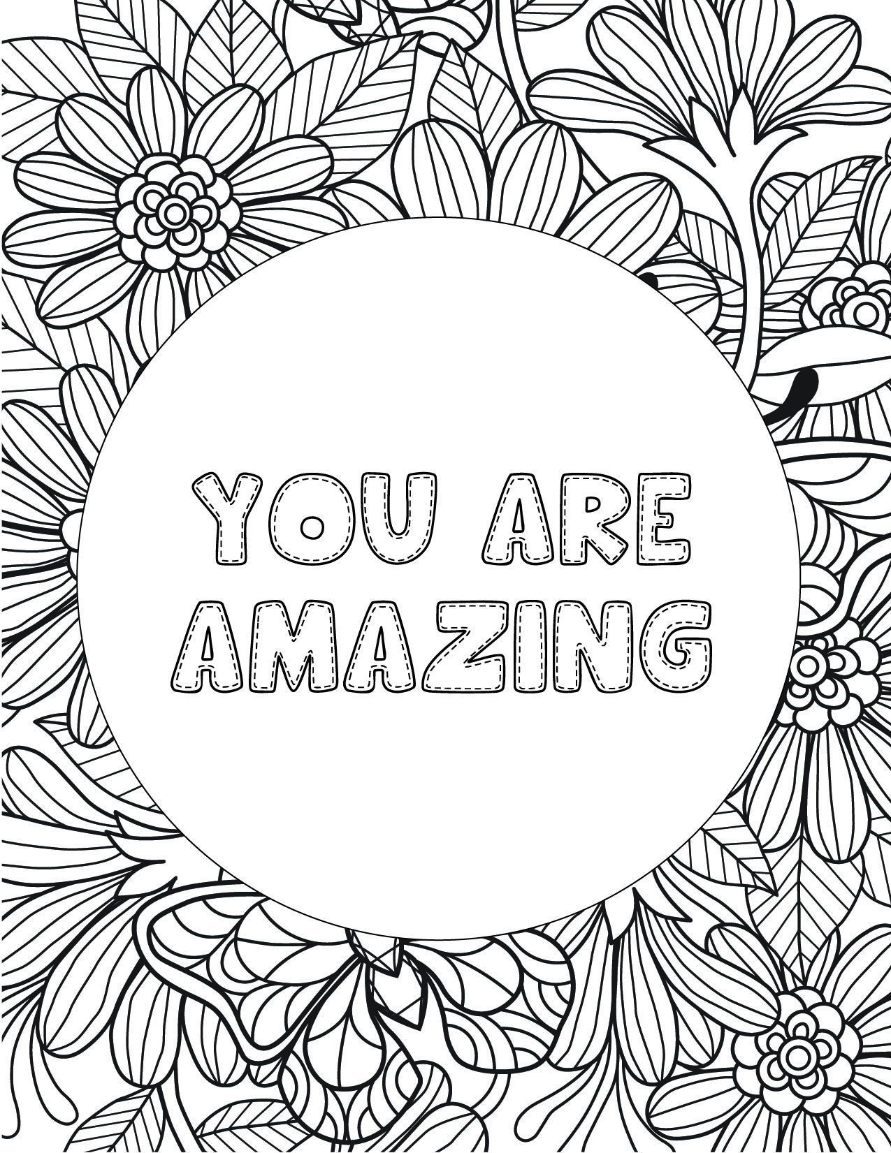 Free Printable Fun Inspirational Quote Coloring Page You Are Amazing