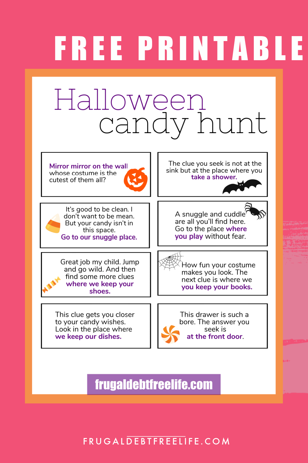 Free Printable Halloween Candy Scavenger Hunt For Kids Frugal Debt Free Life