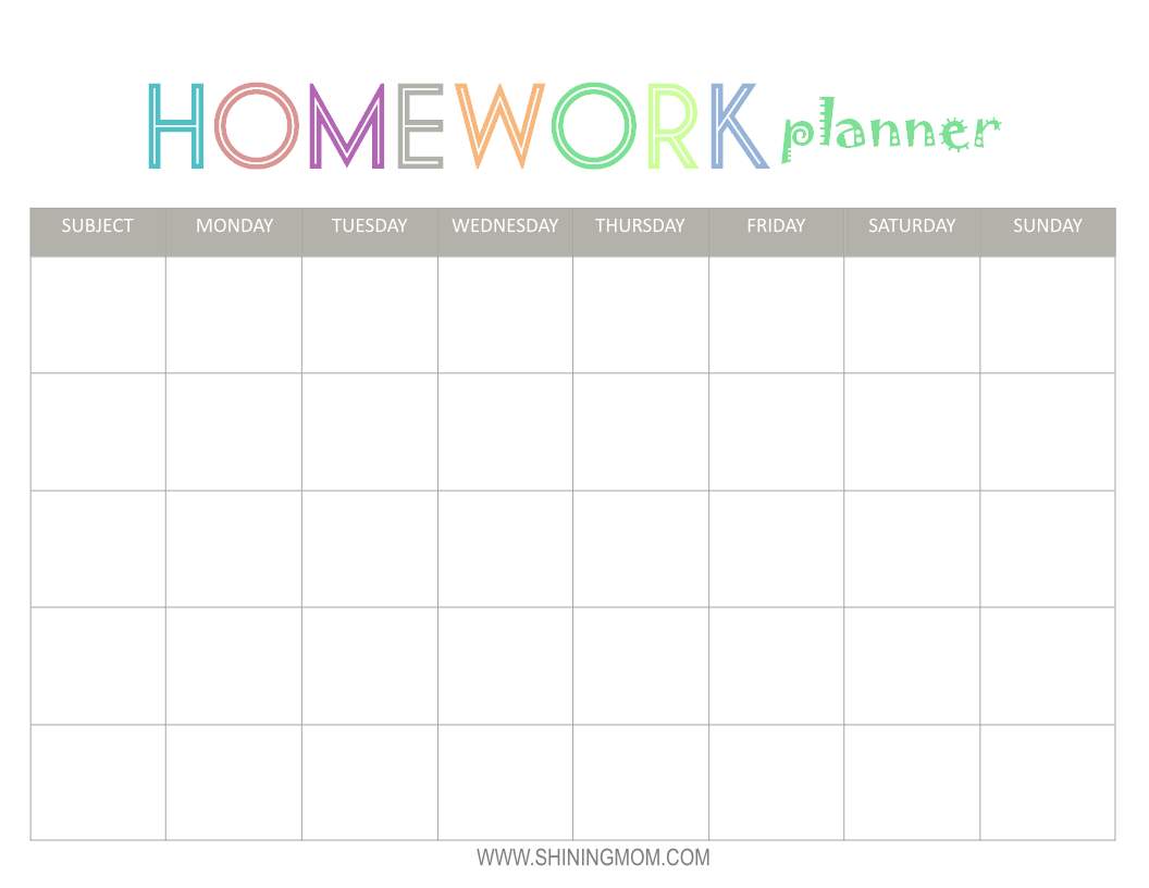 Free Printable Homework Planner