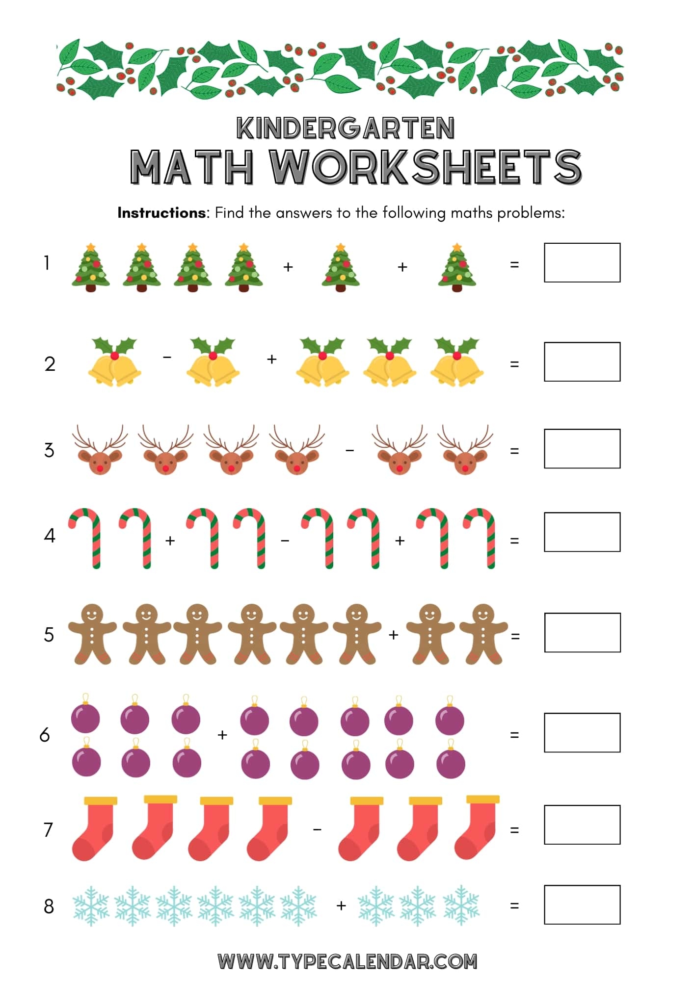 Free Printable Kindergarten Math Curriculum