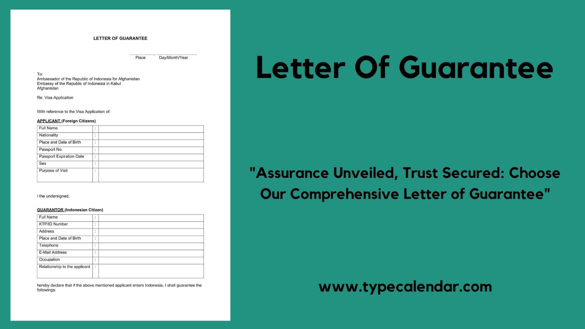 Free Printable Letter Of Guarantee Templates PDF Word 