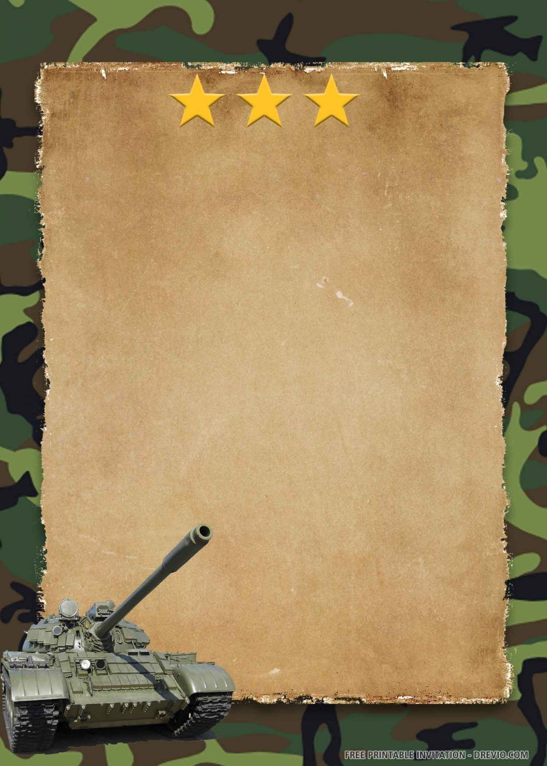 FREE PRINTABLE Military Camouflage Birthday Invitation Templates