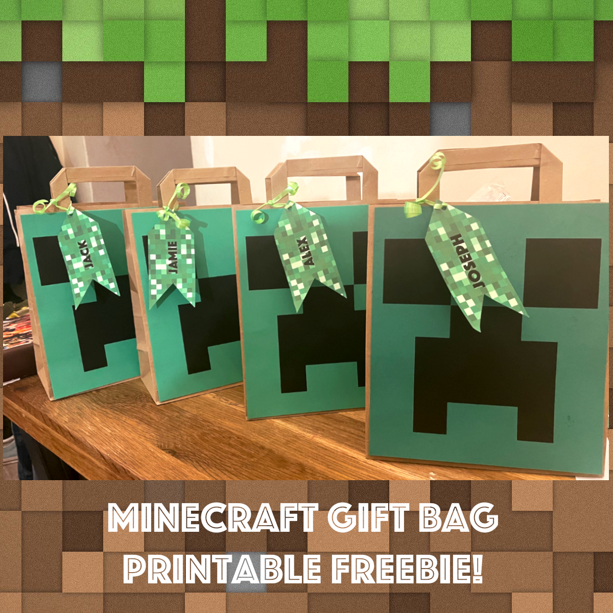 Free Printable Minecraft Birthday Party Bags Plus DIY Mushroom Moon Designs