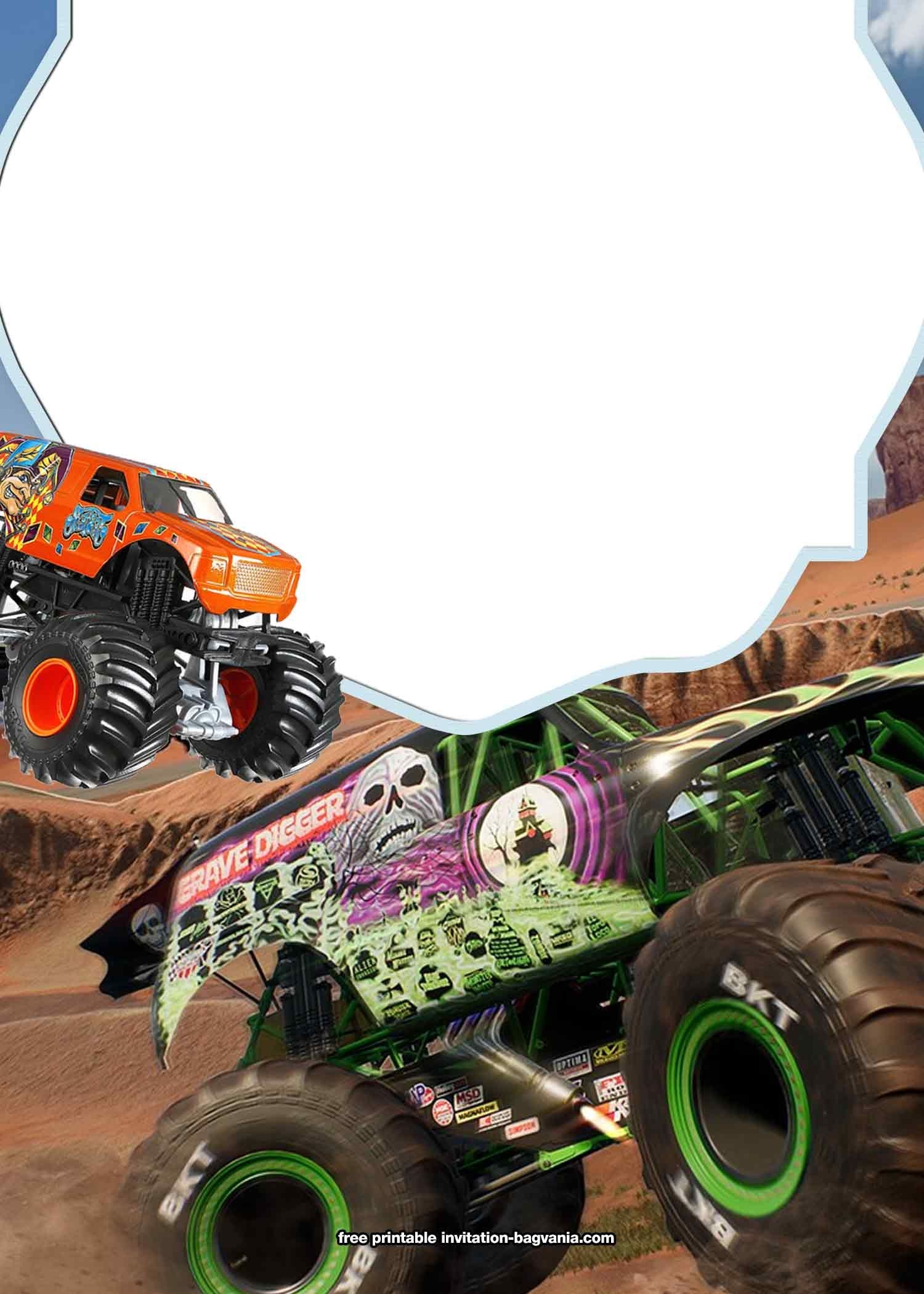 FREE Printable Monster Truck Birthday Invitation Templates