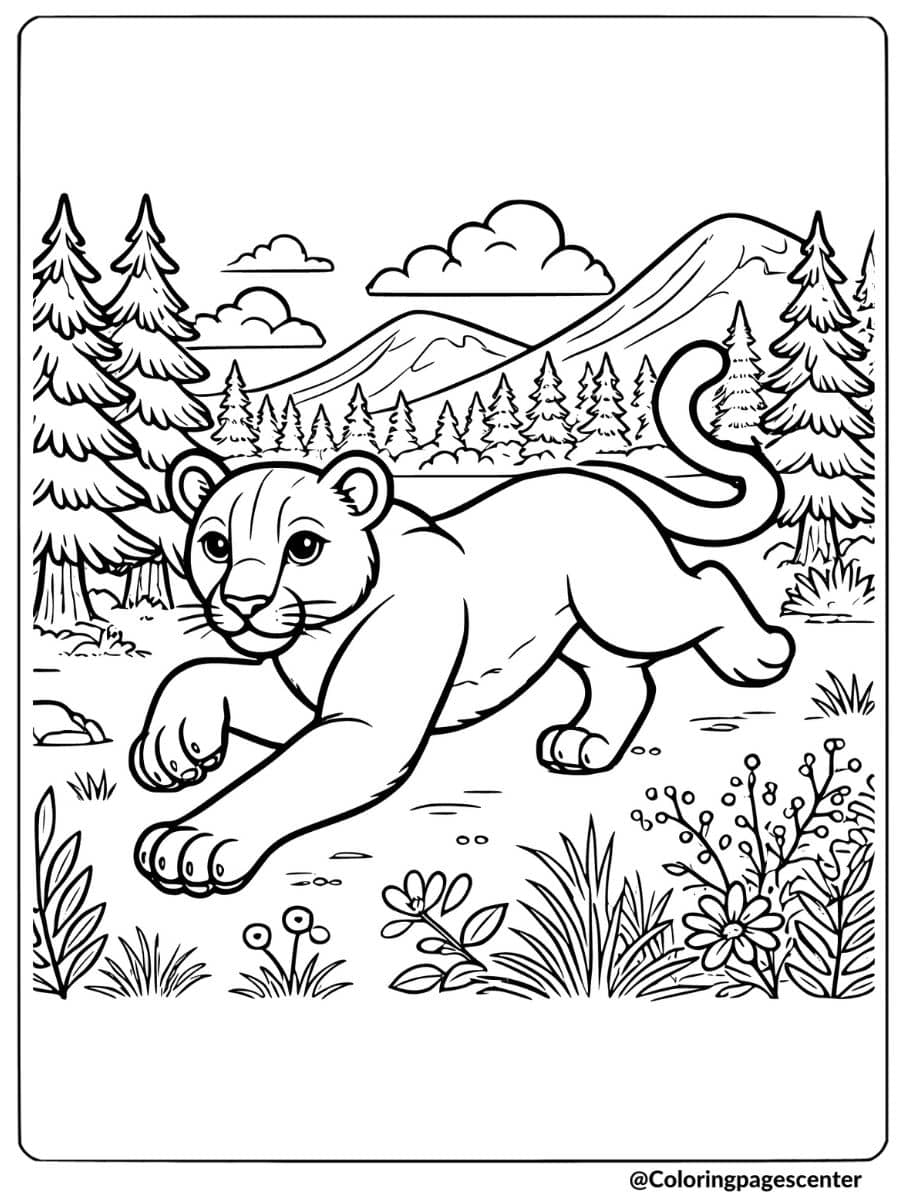 Free Printable Mountain Lion Coloring Pages
