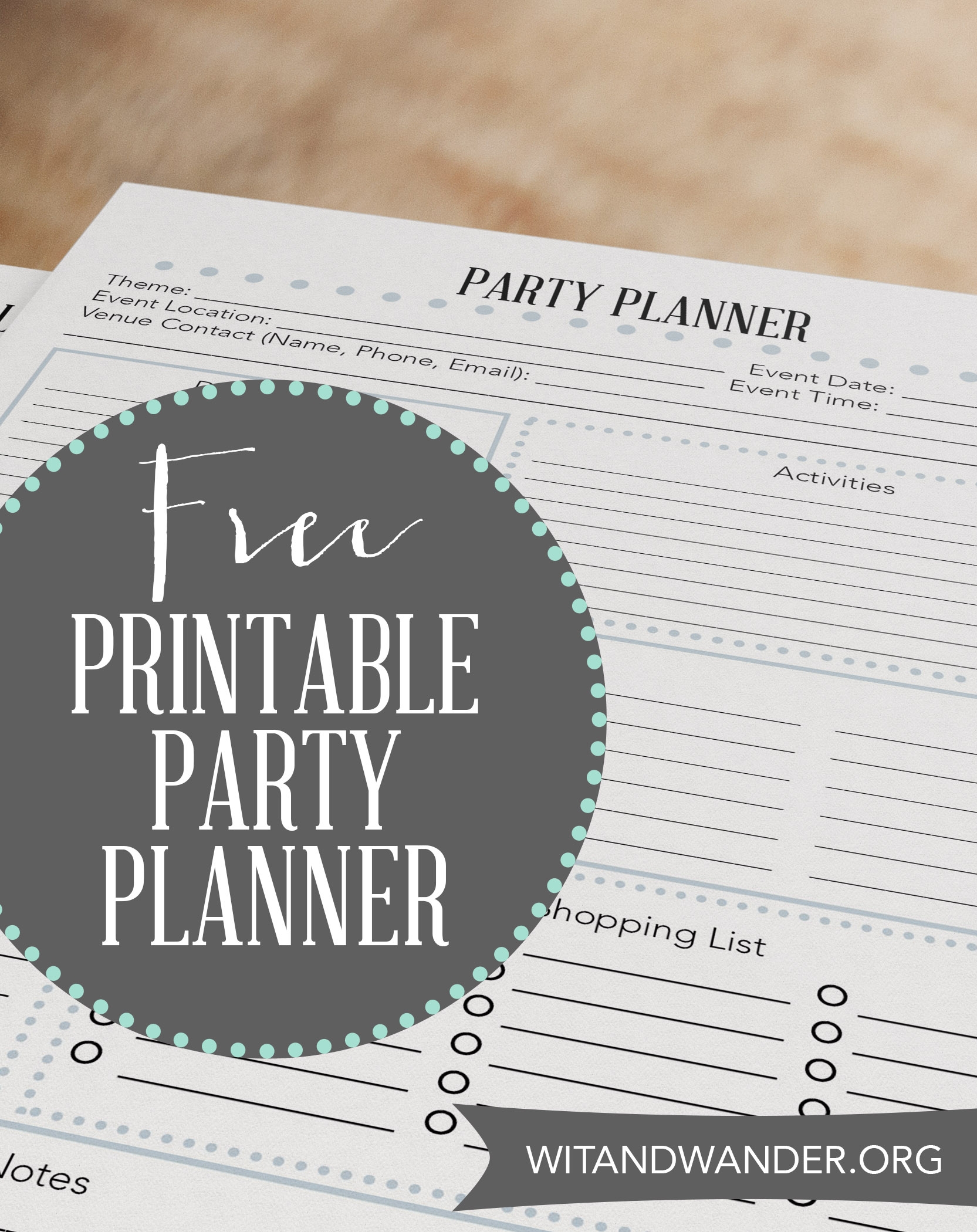 Free Printable Birthday Party Planner