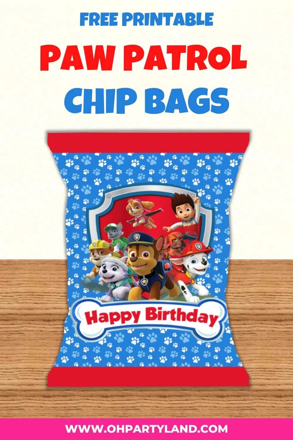 Free Printable Paw Patrol Party Printable Chip Bag Oh Partyland